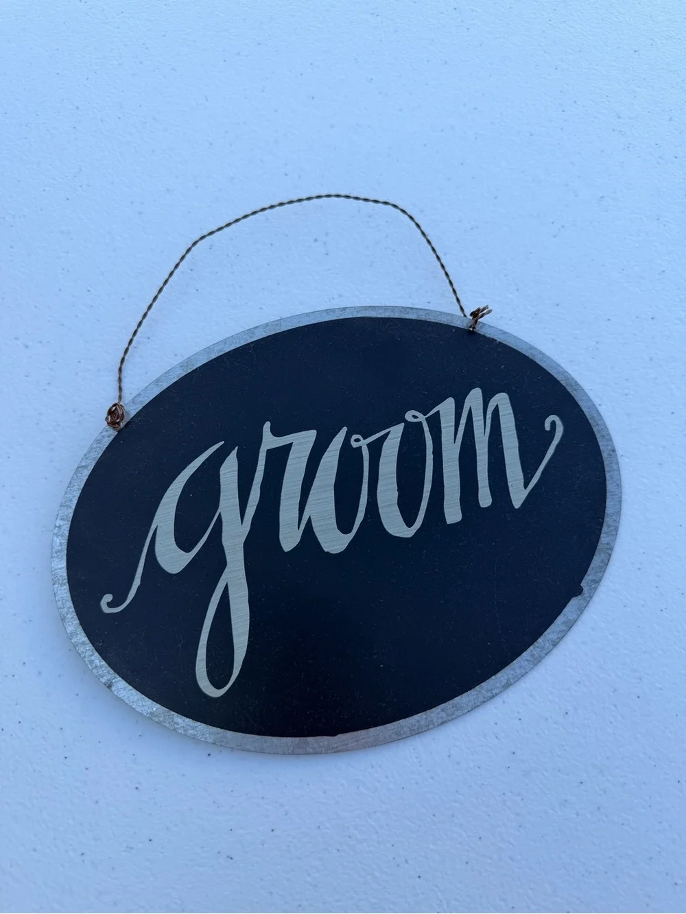Bride & Groom Black Oval Wall Signs - Rustic Wedding Decor